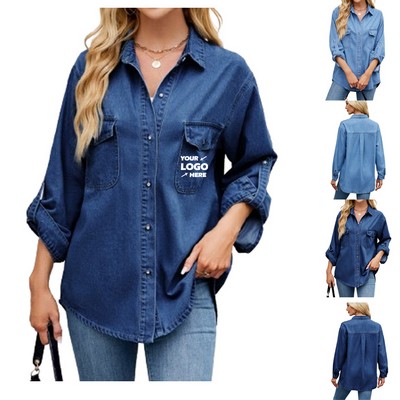 Women's Button Down Denim Shirt